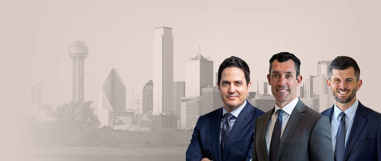 Group photo of the Iacuone McAllister Potter PLLC with a skyline in the background